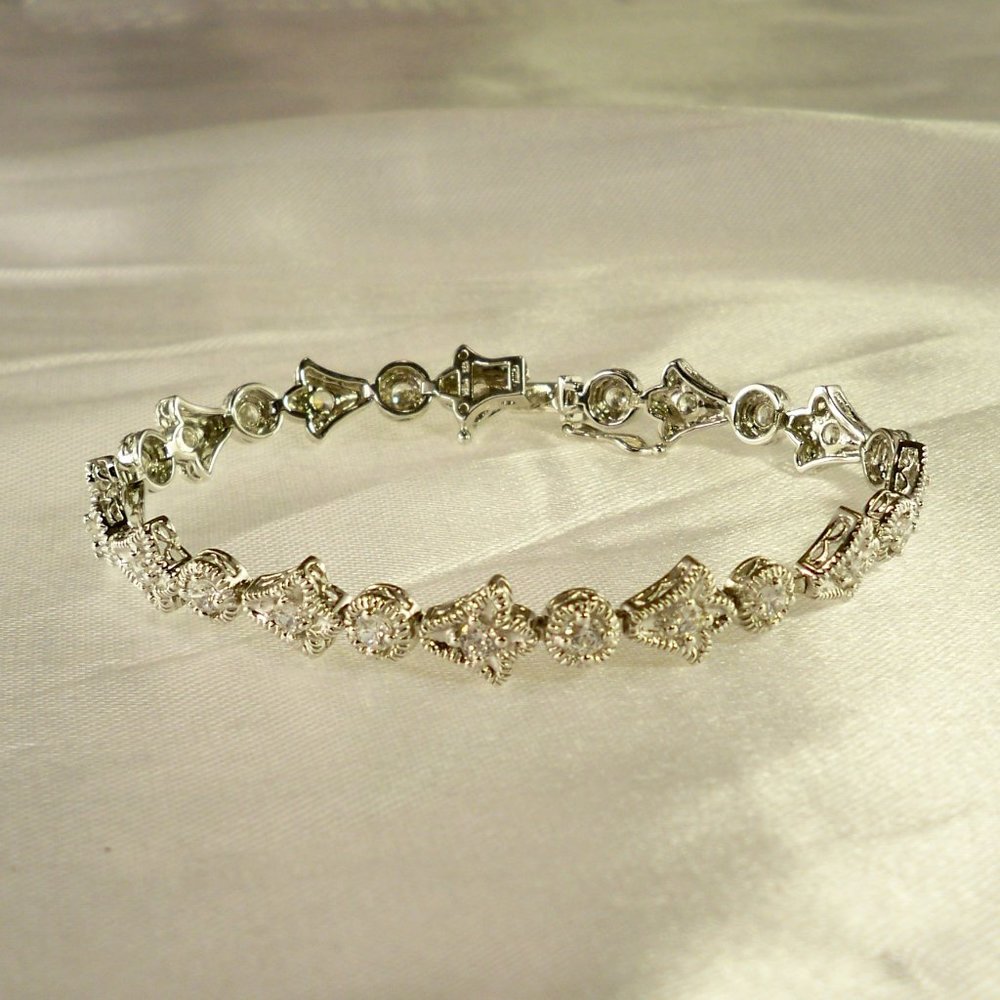 NEW Vintage Victoria Wieck Cubic Zirconias Silver Bracelet